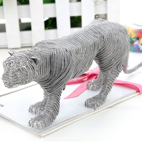 J14 TIGER STATUES SCULPTURE MODEL NOVELTY DECORATIONS STAINLESS HAND-MADE ART CRAFTS WEDDING BIRTHDAY HOME GARDEN OFFICE GIFT PRESENT CUTE