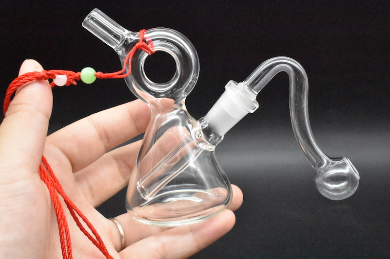 Heady Newest Mini Glass Bongs Water Pipes Pyrex Oil Rigs Thick Recycler Nano Bubbler with 10mm oil bowl and Necklace rope