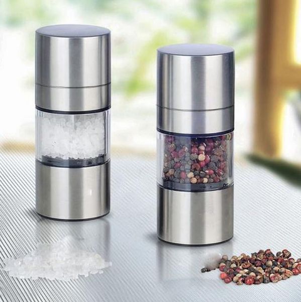 Stainless Steel Manual Salt Pepper Mill Grinder Portable Kitchen Mill Muller Home Kitchen Tool Sauce Grinder Pepper Mill SN092