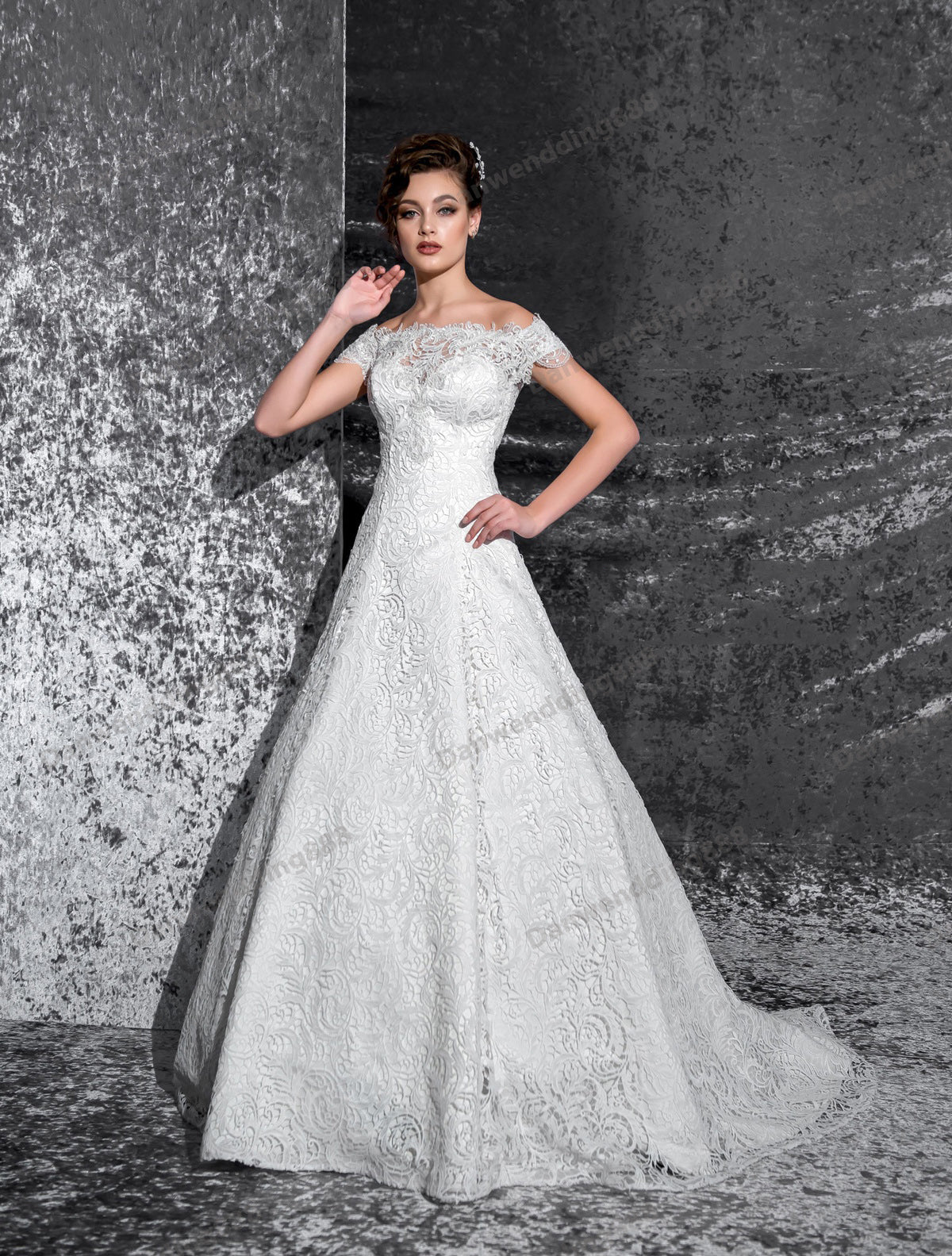 Elegant White Lace Bateau Zip Back A-Line Wedding Dresses Bridal Pageant Dresses Wedding Attire Dresses Custom Size 2-16 ZW607026