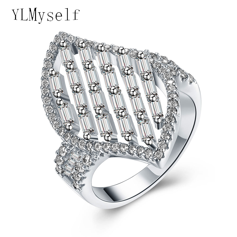 New irregular ring wonderful jewellery pave setting white cubic Zirconia crystal very quickly shipping jewelry rings