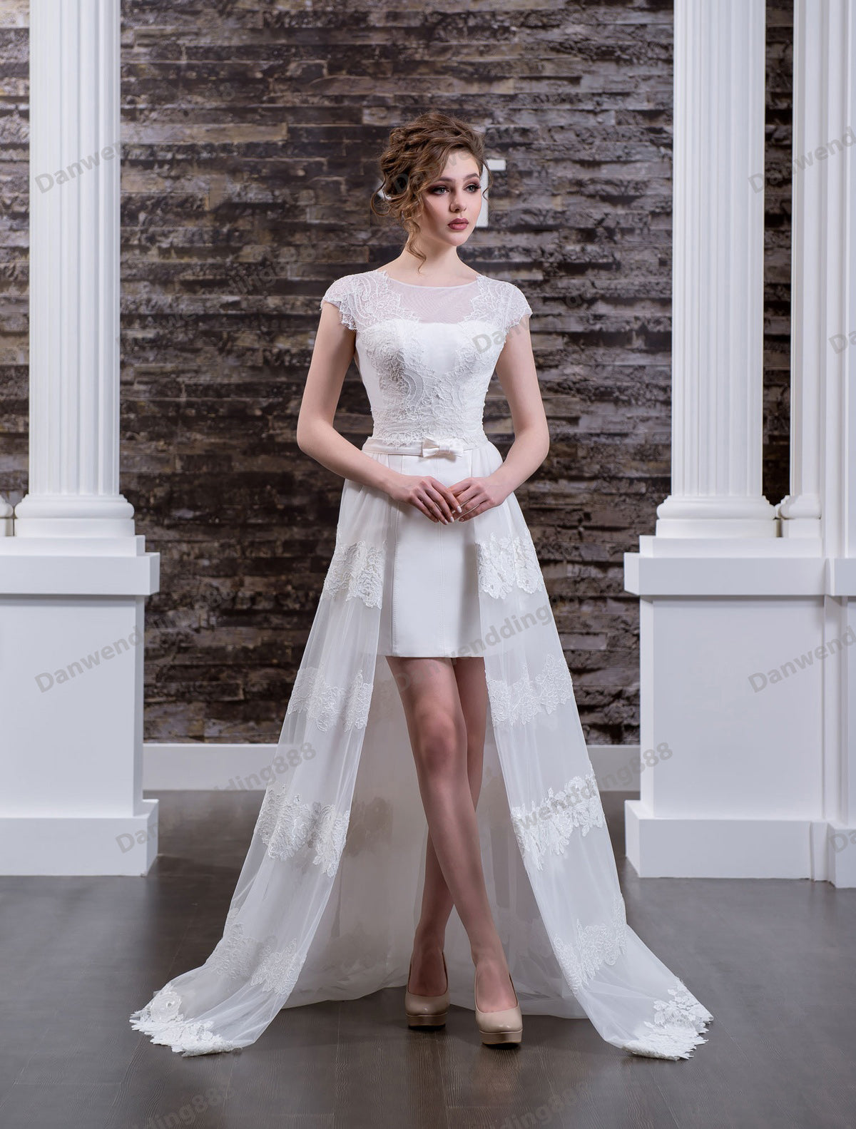 Three In One White Tulle Scoop Applique Sheath Wedding Dresses Bridal Pageant Dresses Wedding Attire Dresses Custom Size 2-16 ZW620260