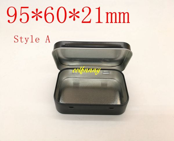200pcs-lot Plain black and white tin box 9.5cmx6cmx2.1cm Rectangle tea candy business card usb storage box case