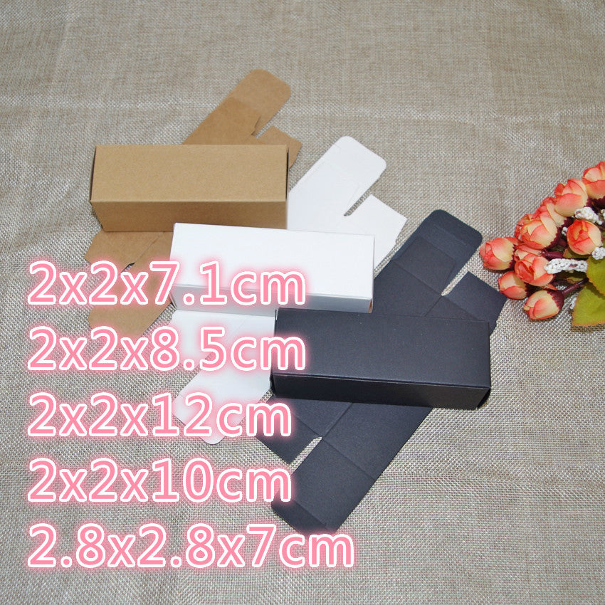 100pcs-lot 2x2x7.1cm-8.5cm-10cm-12cm 6sizes Brown white black three colors Kraft Paper gift Box Lipstick Perfume bottle Packing boxes