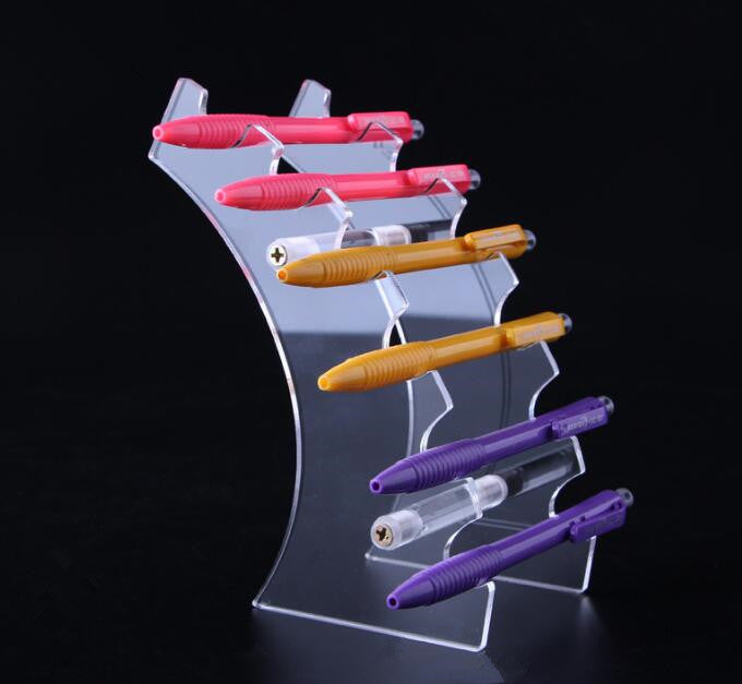 Free shipping Multifunction 6 Bits Clear acrylic Cosmetic Brush Eyeshadow Pencil Pen Lipstick Display Stand Rack Support Organizer Holder