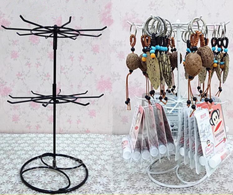 Free shipping double layers Metal Necklace Chain Bracelet Rotation display Holder Jewelry Display Stand Rack wig tie scarves bracelet Hanger
