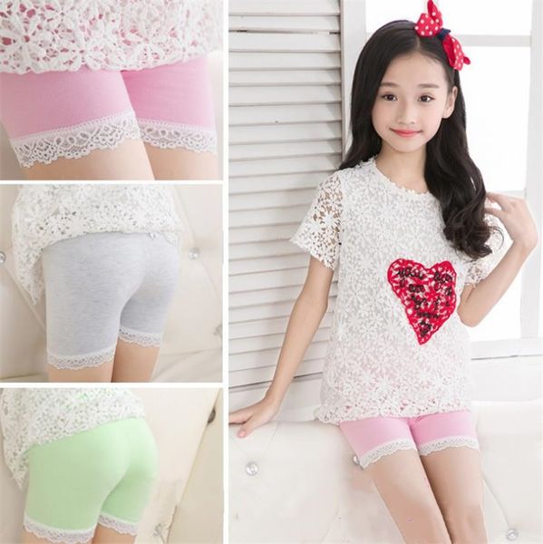 high quality summer fashion girls cotton short leggings lace short leggings for girls lace safety pants shorts baby girl short tights I266
