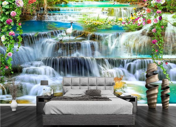 European Luxury Wallpaper Waterfall water park Wallpaper For Walls 3D Wall Covering Home Hotel Office restaurant Mural