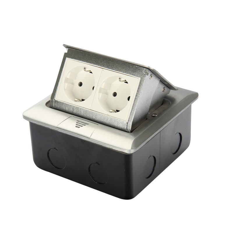 EU Standard Aluminum Silver Panel 2 Way Pop Up Floor Socket Electrical Outlet Available Sockets new