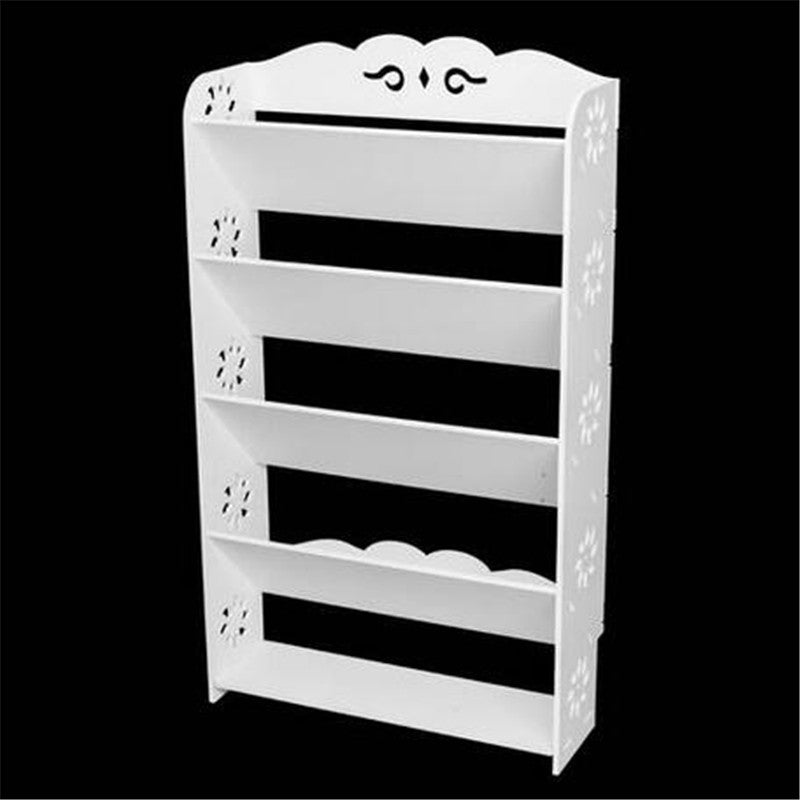 HOT Household storage collection storage rack Wood-plastic Board Five Tiers Bevel Carved Shoe Rack White Shoe rack