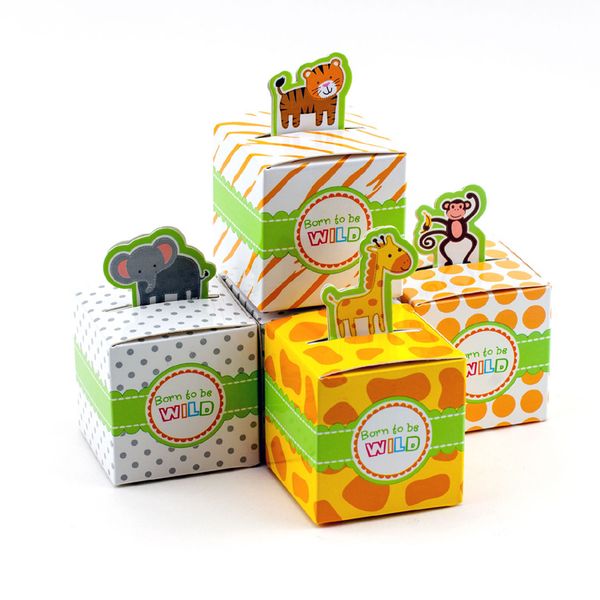 2000pcs Giraffe elephant monkey tiger Animail animals Baby Shower favors Gift Birthday Party Boxes Wedding Children&#039;s day Candy box