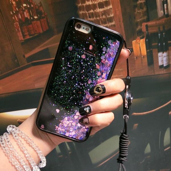 New OPPOR9S mobile phone shell liquid quicksand shell r11plus protective cover glitter star silica gel A59-F1S send lanyard