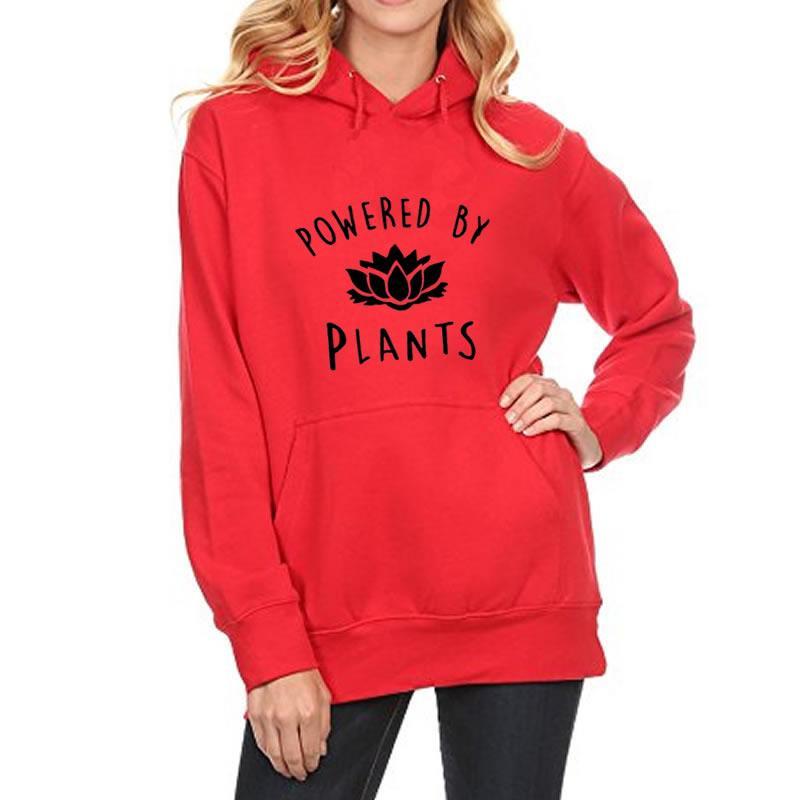 2018 Fashion Vegan Powered By Plants Women Hoodies Autumn Winter Fleece Harajuku Pullover Thick Loose Sweatshirts Casual Coat