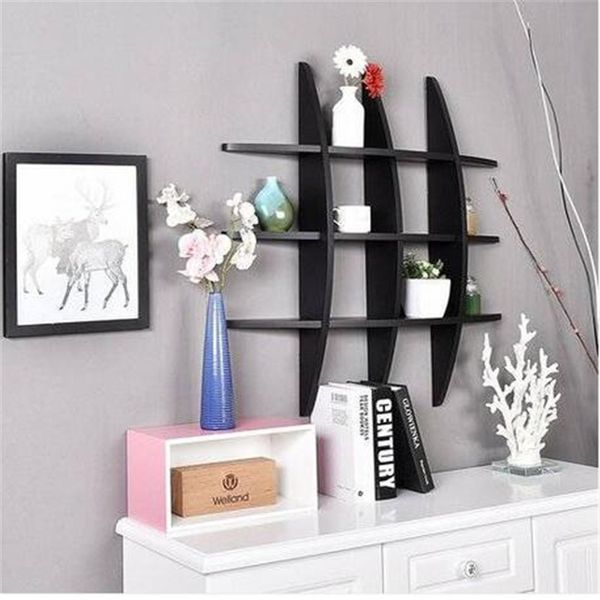 Free shipping Wholesales Cross Display Wall Shelf MDF Black Storage Holders & Racks Home Storage & Organization