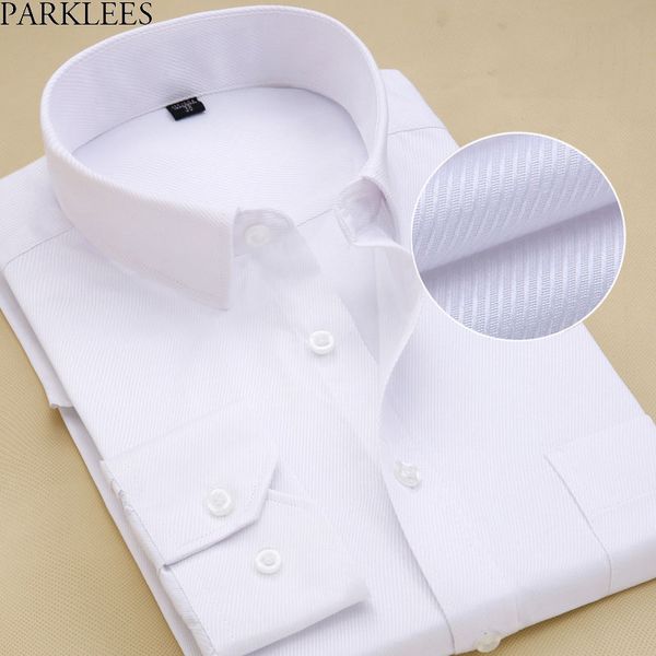 Men&#039;s Slim Fit Spread Collar White Drees Shirt New Cotton High-quality Chemise Formal Social Office Shirt For Men 8XL