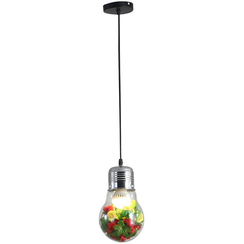 Decorative Pendant Lamps Creatives Restaurant Music Bar Colored Bulbs Pendant Lighte Cafe KTV Club Industrial Glass Hanging Lamp Green Plant