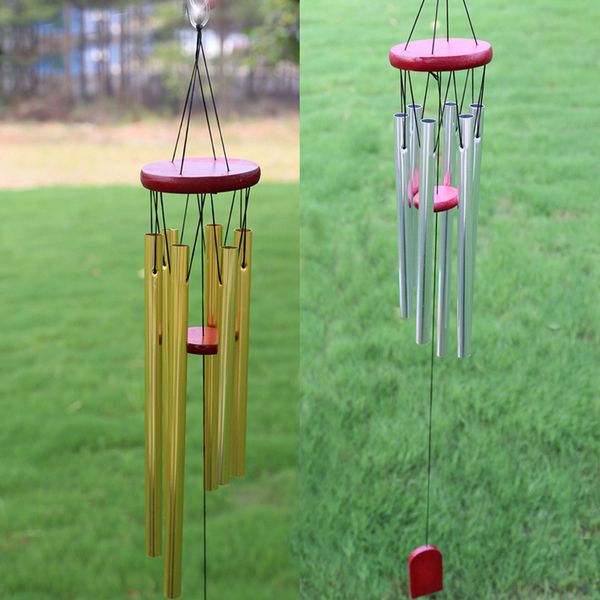 5PCS Hanging Antique Amazing Grace Deep Resonant 6 Hollow Tubes Golden Silver Wind Chimes Chapel Bells WindChime Home Garden Decoration