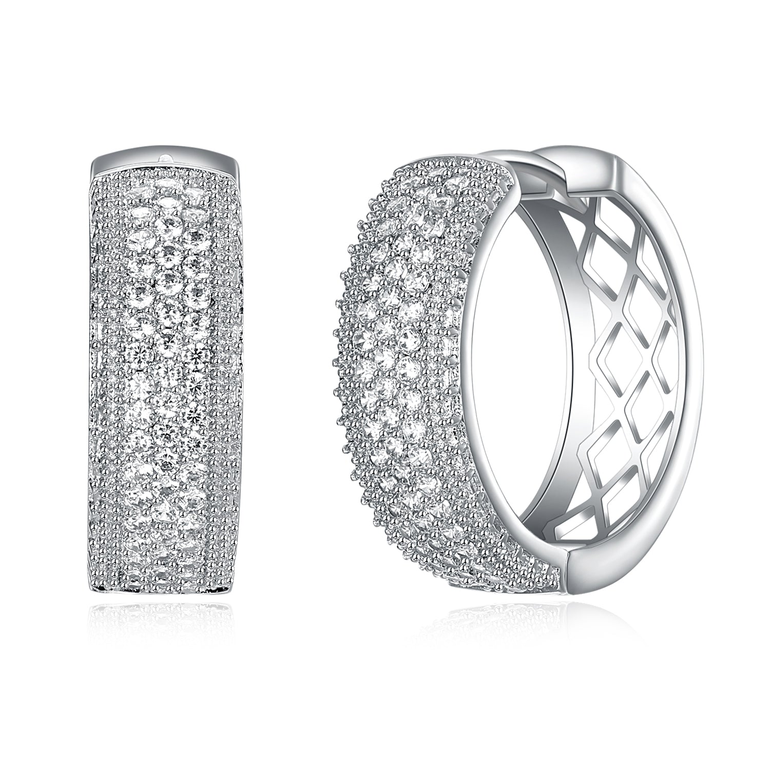 Luxury wide hoop earrings whtie cz stones jewelry jewellery nice round design circle earring for women