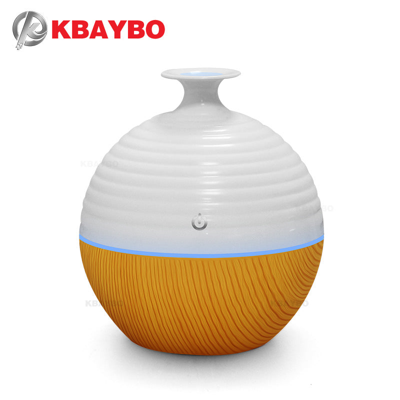 USB ultrasonic humidifier 130ml aroma atomizer with 7 color LED lights wood grain aroma diffuser essential oil diffuser