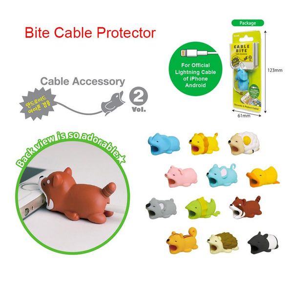 Doll Animal Cable Protector for Iphone Cable Dog Bite Rabbit Cat Doll model Toys with Blister Card Package
