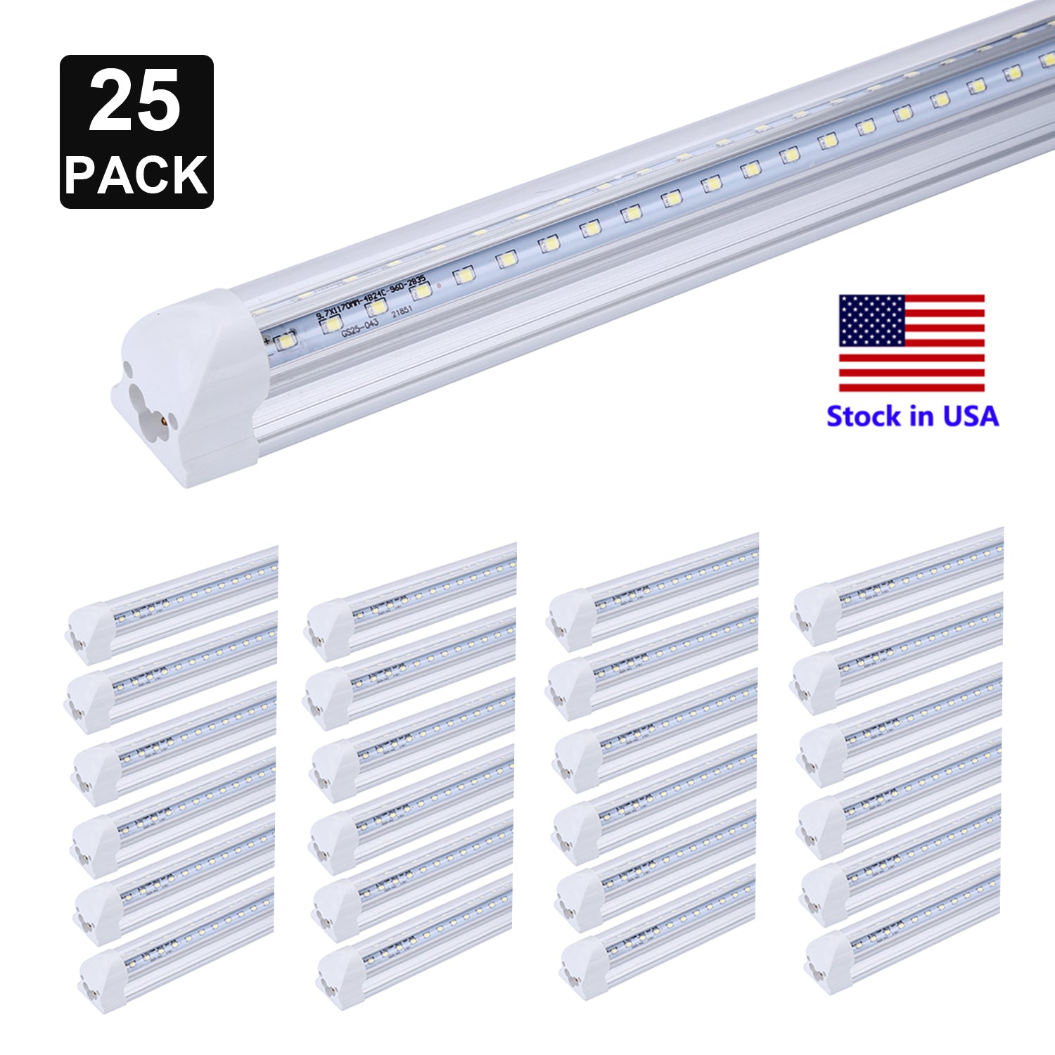 120W V Shaped Double Side 4 Rows 8FT LED Tubes T8 4ft 5ft 6ft Integrated LED Tube Light Cooler Door Tube Shop Light