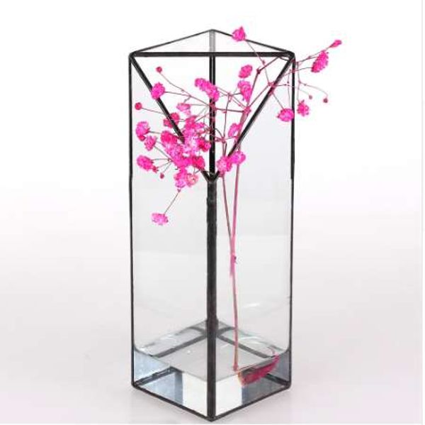 Aquarium Aquatic Plants Long Quadrangular Tetragonal Prism Geometric Hydroponic Glass Terrarium Display Vase Garden Flower Pot
