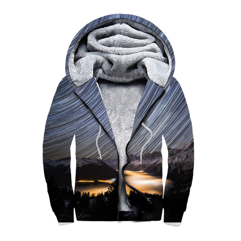 3D Print Hoodie Men Cool Hooded Sweatshirt Winter Fleece Warm Zip up Coat Gothic Jacket Hip Hop Streetwear