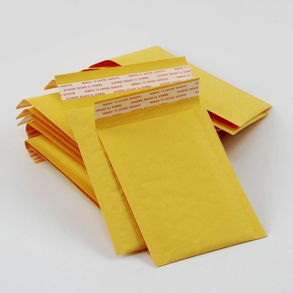 HOT Newest 3.9*7.8 inch 100*200mm+40mm Kraft Bubble Mailers Envelopes Wrap Bags Padded Envelope Mail Packing Pouch Free Shipping