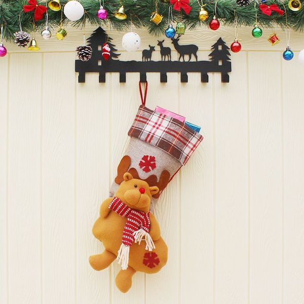 5pcs Christmas Gift Socks Santa Claus Snowman Elk Children Christmas Candy Bag Display Christmas Tree Supplies 21.5x59cm