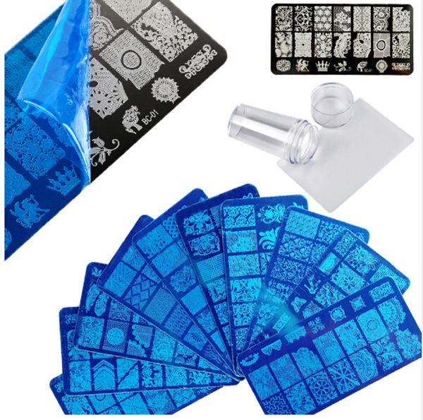 Flower 3D Stamping Template Nail DIY Polish Nail stamping plates Stamper Scraper with Cap manicure Stamp for nails Art