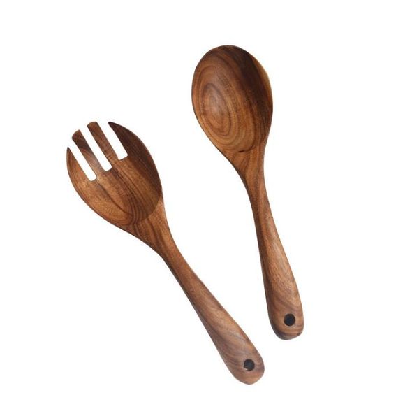Large Wooden Fork Spoon Set, Kitchen Cooking Tools Fruit Vegetable Tools Salad Stirring Set Wood Kitchen Utensils Wholesale SN1820