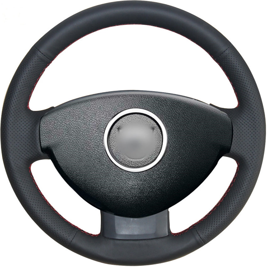 Black Genuine Leather DIY Hand-stitched Car Steering Wheel Cover for Renault Duster Dacia Duster