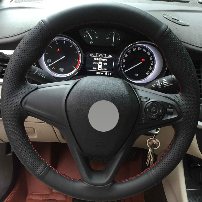 Black Leather DIY Hand-stitched Car Steering Wheel Cover for Buick Envision 2014-2017