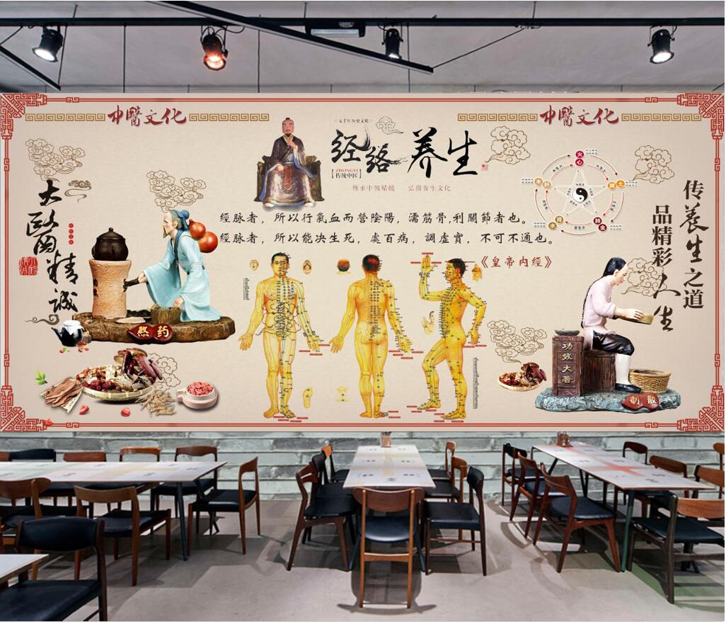 3d wallpaper custom photo Retro nostalgic meridian health hall background wall 3d wall murals wallpaper for walls 3 d living room