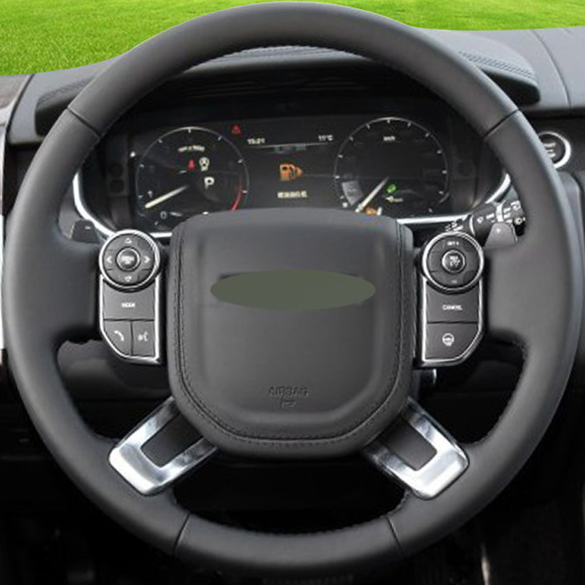 Black Leather Hand-stitched Car Steering Wheel Cover for Land Rover Range Rover 2013-2017