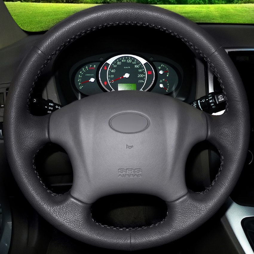 Black Leather Hand-stitched Car Steering Wheel Cover for Hyundai Tucson 2006-2014