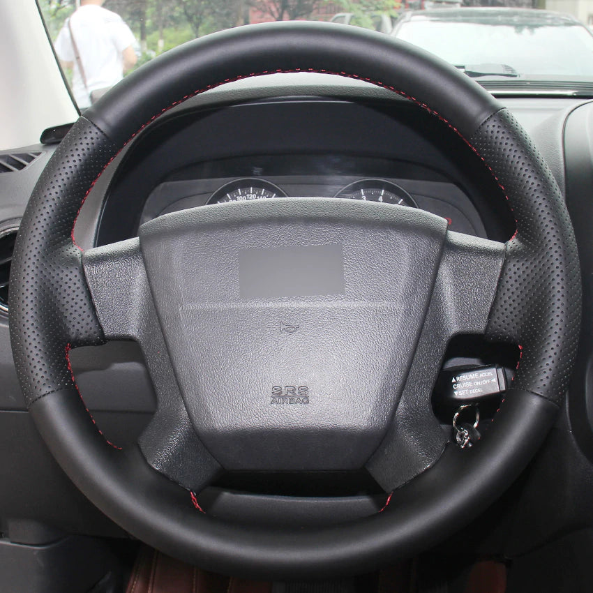 Black Leather Hand-stitched Car Steering Wheel Cover for Jeep Compass 2006-2010 Old Patriot 2007-2010