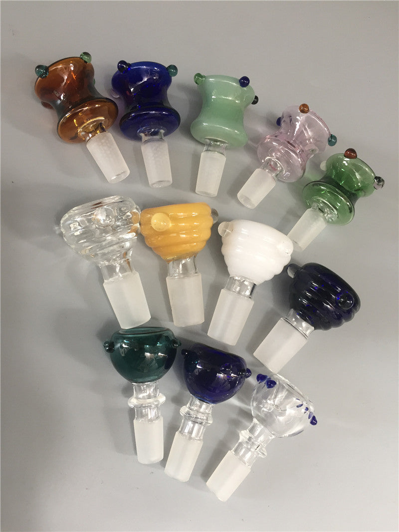Colorful 14mm 18mm male Glass bowl adapter for bongs Glass Bowl Funnel Slide Piece Slides Bongs accessary tobacco smoking male bowls