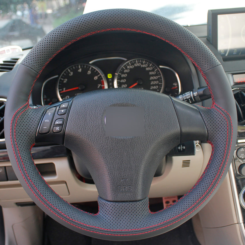 Black Genuine Leather Hand-stitched Car Steering Wheel Cover for Old Mazda 3 Mazda 5 Mazda 6 2003-2009