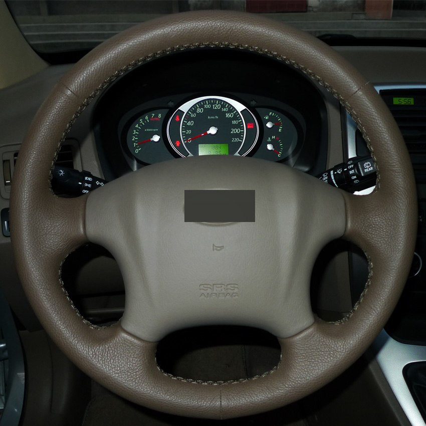 Dark Brown Genuine Leather DIY Hand-stitched Steering Wheel Cover for Hyundai Tucson 2006-2014