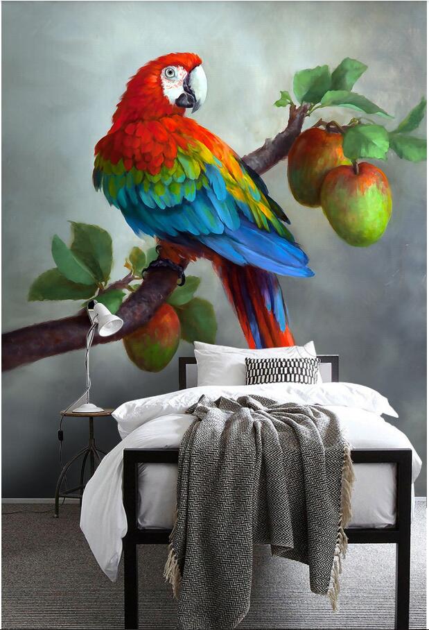 3d wallpaper custom photo European 3D oil painting parrot fruit background wall painting decorative muals wall paper for walls 3 d