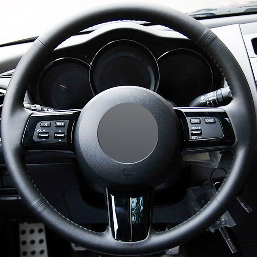Black Genuine Leather Car Steering Wheel Cover for Mazda MX-5 2009-2013 RX-8 2009-2013 CX-7 CX7 2007-2009
