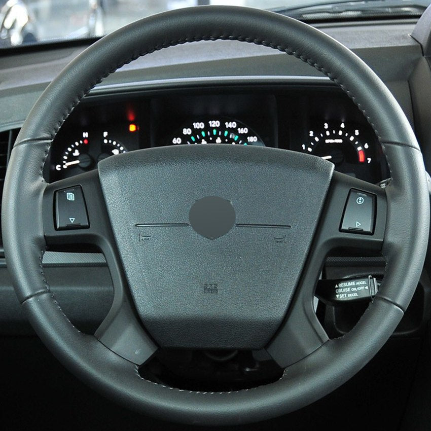 Black Genuine Leather DIY Hand-stitched Car Steering Wheel Cover for Dodge Journey 2009-2011