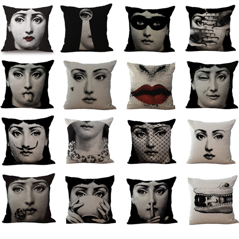Vintage Piero Fornas Face Pillow Case Throw Pillow Cover Waist Cushion cover 45 cm 18 Inch JF010
