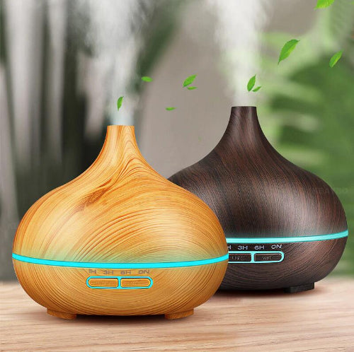 Aroma Essential Oil Diffuser 300ml Diffuser Ultrasonic Air Humidifier with Wood Grain 7 Color Changing LED Lights for Office Home Bedroom
