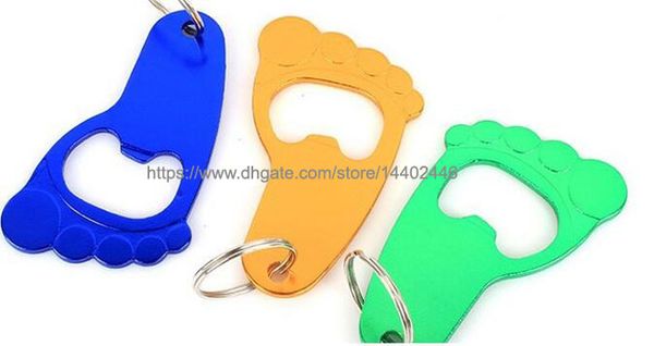 1000pcs FREE Print LOGO Laser Customized Metal Baby Feet Foot Footprint Shape Bottle Beer Opener Key Chain Shower Party Gift