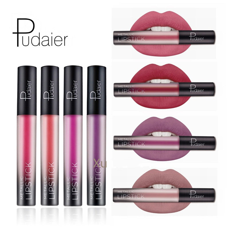 Pudaier 26 Colors 6ml Long Lasting Metallic Lip Gloss Red Velvet Matte Nude Liquid Lipsticks Cosmetic Lips Makeup Women Gift