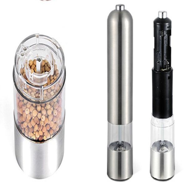 24pcs-lot Newest Pepper Grinder Stainless Steel Electric Salt Pepper Mill Seasoning Kitchen Tools For Cooking Restaurants