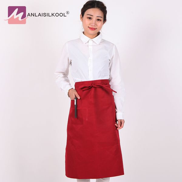 Solid color Kitchen Aprons Half length Long Waist Apron Catering Chefs Waiters Household Cleaning Accessories Delantal 2018