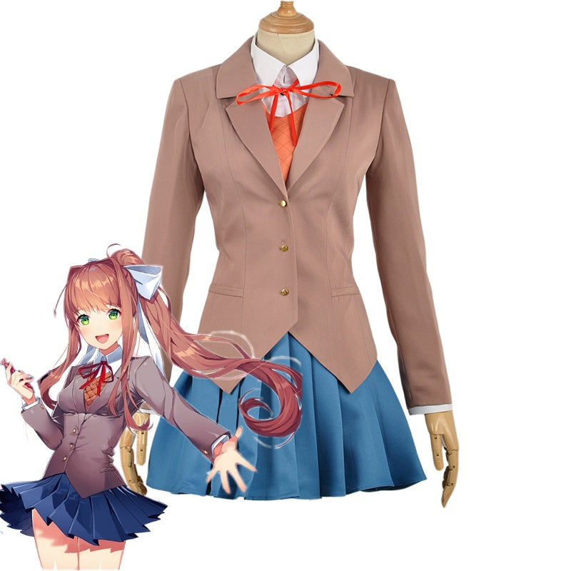 2021 Hot Game DokiDoki Literature Club! Cosplay Costumes Sayori Yuri Natsuki Monika School Uniform Full Set Doki